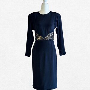 1980's Bob Mackie Black Cut-Out Rhinestone Illusion Gown Size 0-2